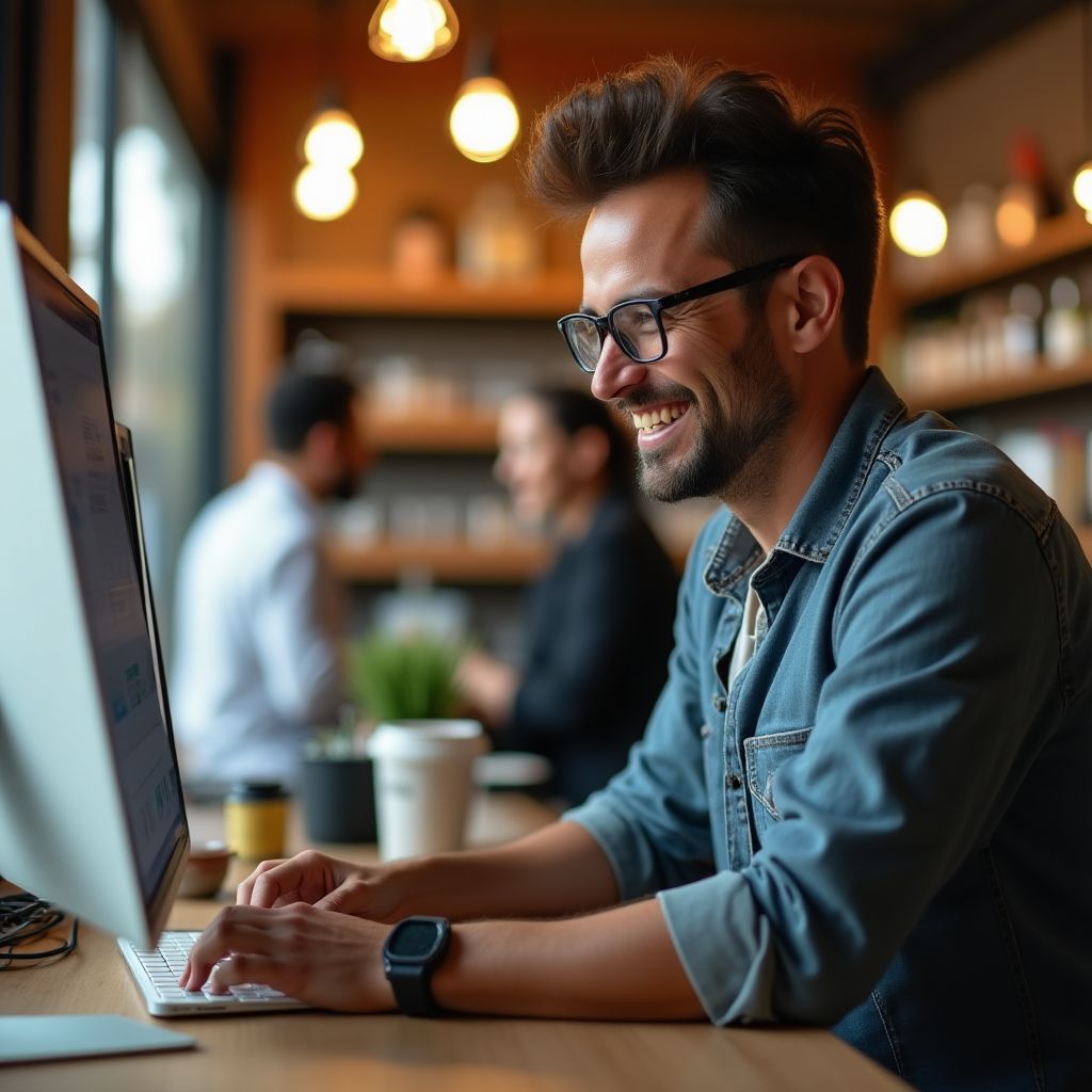 Emprendedor local usando la plataforma