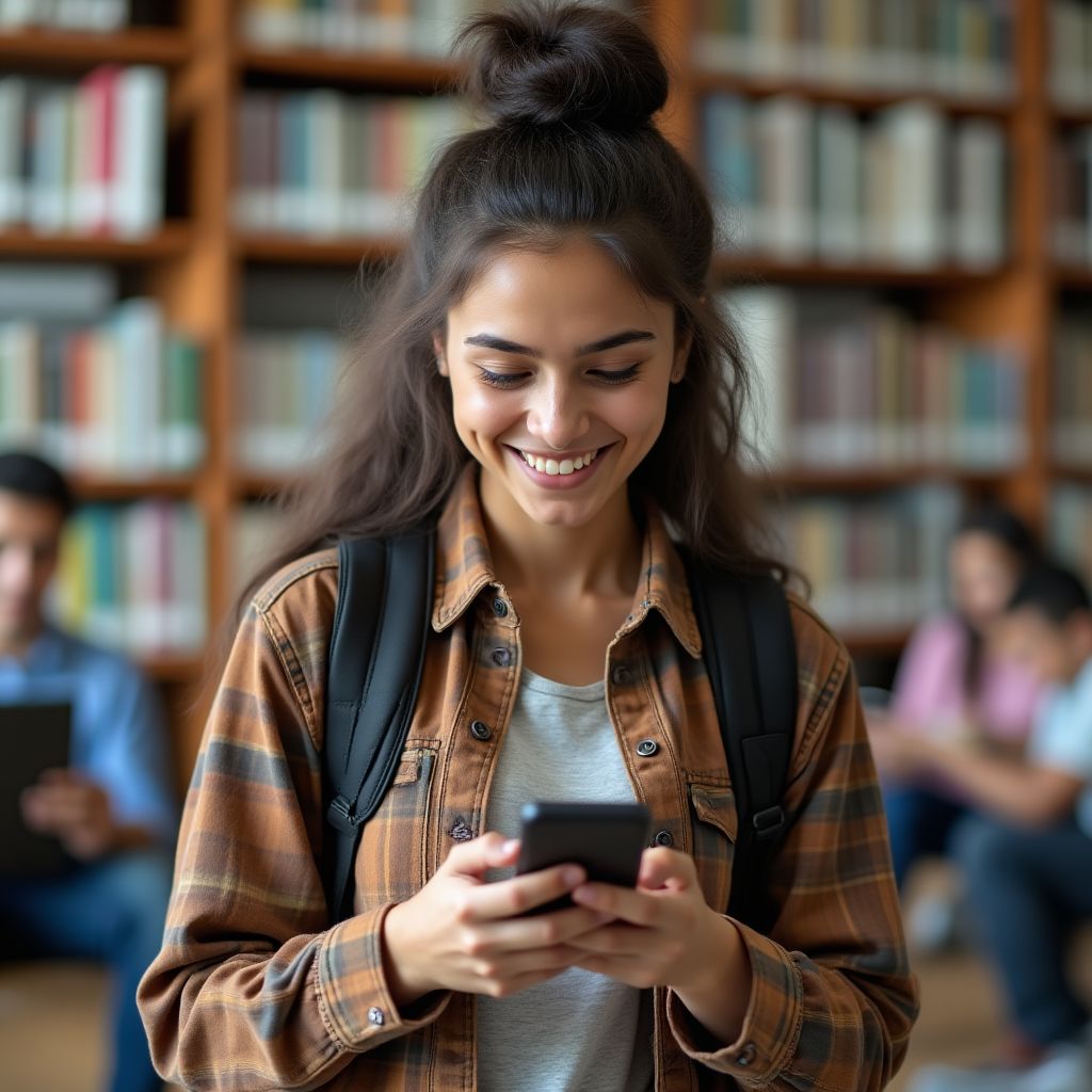 Estudiante universitario controlando gastos